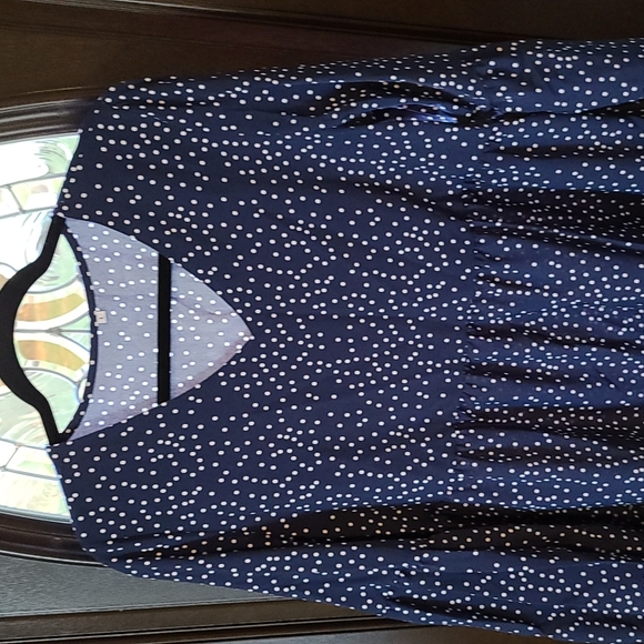 Amoretu Blue Polka Dot Swing Dress Sz L - Picture 7 of 9